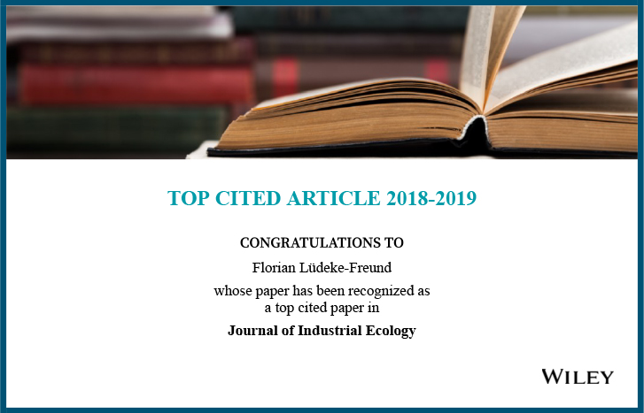 Top Cited Article 2018-2019 - Florian Lüdeke-Freund - Journal of Industrial Ecology