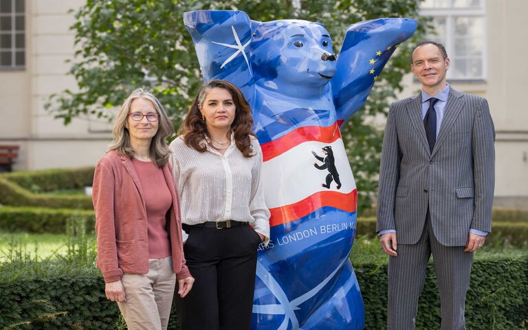 Team of the chair of Environment and Economics, with Prof. Dr. Martin Schmidt, Barbara Lutz and Mateusz Tokarski, Berlin campus, ESCP