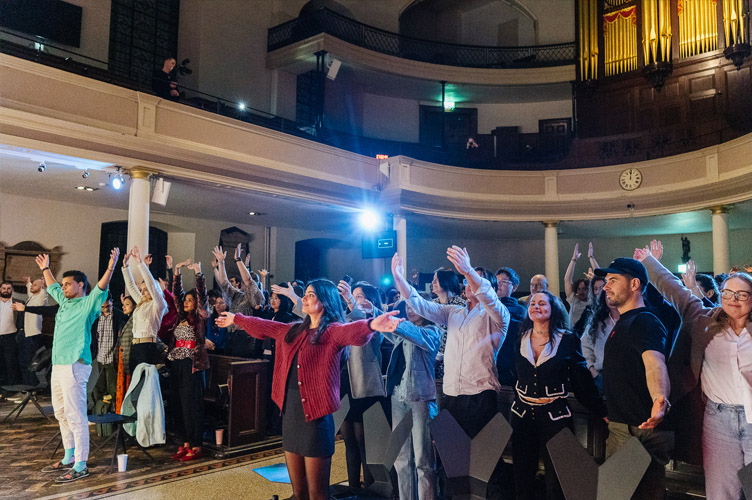 Picture: Event guests participating in a talk activity at the TEDxESCPLondon event