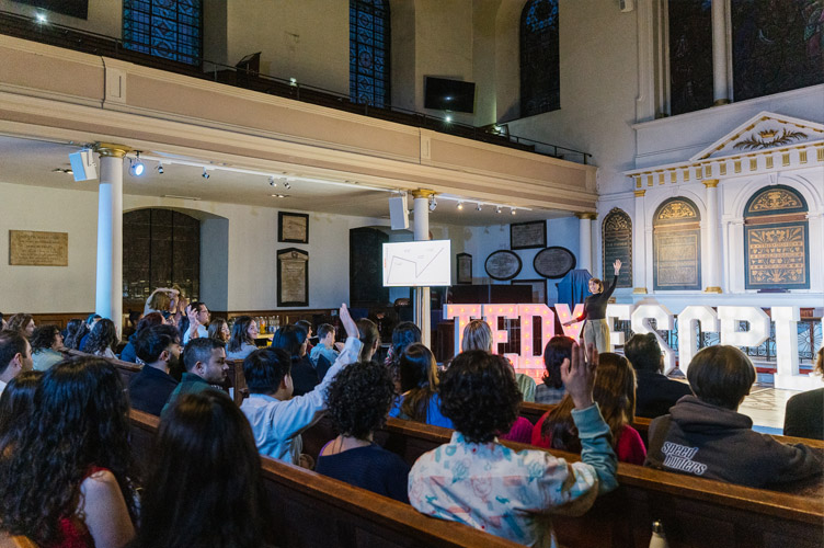 Picture: Guests interacting with the speaker at the TEDxESCPLondon event
