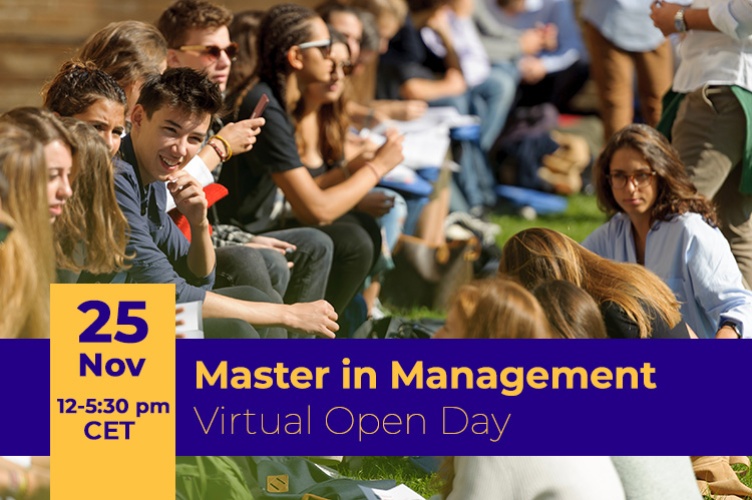 Students sitting outside the building - 25th Nov 12-5:30 pm (CET) - Master in Management Virtual Open Day