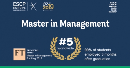 Ranking 2019 Financial Times, Master in Management, ESCP Ranking 2019 Financial Times, Master in Management, ESCP