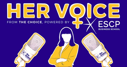 Logo for Her Voice, the new podcast launched by ESCP to inspire next generation of female leaders